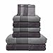 Produktbild Liness-Stripes 10 tlg Frottee Handtücher Set grau hellgrau 4 Handtücher 50x100 cm 2 Duschtücher Badetücher 70x140 cm 4 Waschhandschuhe Waschlappen Handtuch Duschtuch Badetuch - Bad Set 100% Baumwolle grau anthrazit hellgrau gestreift