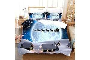 LXTOPN Copripiumino stampato Wapiti Cartone Animato - Parure da letto in microfibra con cerniera, copripiumino stampato con 2 federe (220 x 240 cm, alce blu)