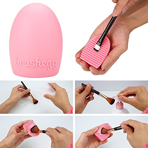 Molain Make up Pinsel mit Halter,Make up Schwamm und Make up Pinsel Reinigung, einschließlich Lidschattenpinsel, Rougepinsel ,Concealerpinsel ,Lippenpinsel,Augenbrauenpinsel und Puderpinsel ( 8 Stk） - 4