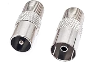 JZK 2 pezzi F femmina a TV maschio/9,5 mm femmina connettore coassiale per antenna TV, adattatore coassiale RF per antenna satellitare, connettore SAT per cavo aerea e satellite