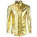 Produktbild Langarmshirt Für Herren, Langarmhemd Revers Lackleder Longshirt Top Bluse Bemalte Langärmlige Hemd Einfarbig Lange Ärmel T-Shirt Resplend