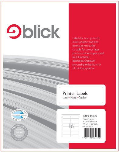 Blick RS231615 - Juego de etiquetas adhesivas tama o A4 25 hojas 16 etiquetas por hoja Blick RS231615 - Juego de etiquetas adhesivas tama o A4 25 hojas 16 etiquetas por hoja