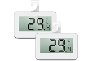 ORIA Termometro Frigorifero, 2 Pezzi Termometro Digitale per Congelatore, Mini Termometro Impermeabile con Display LCD e Allarme Gelo, 3 Metodi di Montaggio per Casa, Ristoranti, Cucina, Bar – Bianco