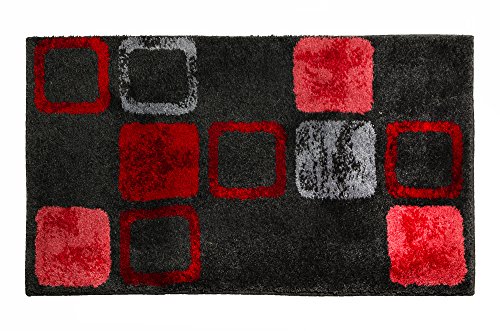 SCHÖNER WOHNEN-Kollektion, Mauritius, Badteppich, Badematte, Badvorleger, Design Box - rot, Oeko-Tex 100 zertifiziert, 60 x 100 cm