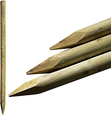 5 Pack - 1.5m (5ft) x 50mm Machined Round Wooden Treated Fence Posts Stakes Wood Fencing