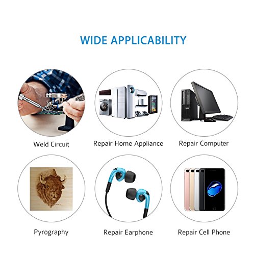 Lötkolben Set, TopElek 60W 220V Lötkolben Kit Soldering Iron Set, Lötset Ständer Einstellbare Temperatur 200- 450°C, 5STK Unterschiedliche Lötspitzen, Entlötpumpe, antistatisch Pinzette und zusätzliche Solder Rohr für Verschiedentlich Repariert Nutzung - 2