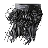  Yunt Falda Ajustable con Flecos Negros con Flecos Largos con Cinturones de Estilo Gitano