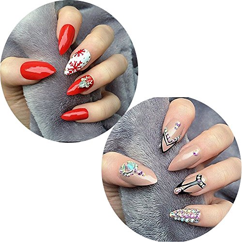 MAKARTT® 500Pcs Französisch Klar Scharf Ende Volle Deckung Stilett falsche Nagelspitzen (Natur) - 5