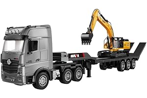 s-idee Huina 1522 RC Truck mit Flatbed-Anhänger – 1:18 Ferngesteuerter LKW für Kinder & RC-Fans