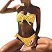 Produktbild JaminyStrand Mode Sommer Bademode Frau Gedruckt Bikini-Set Push-up Gepolsterter Bogen Bademode Badeanzug Strandkleidung Badeanzug Bademode (Gelb, M)