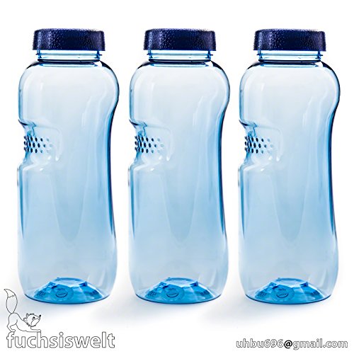 Trinkflasche 3 x 0,5 L Wasserflasche Tritan BPA frei + 3 x Trinkdeckel Flip Top - 4