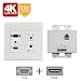 Produktbild HDMI VGA Wall Plate Extender Transmitter Socket, 4K x 2K, HDCP2.2, Bidirectional IR, RS232, EDID Management, Over Single CAT5e/CAT6/CAT7, 40M 4K, 70M 1080P, 3.5mm Audio Jack, Built-in IR Receiver