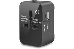 Amoner Adaptador de Enchufe de Viaje Universal USB C Adaptador de Enchufe Internacional con Dos Puertos USB para EE. UU. Europa Reino Unido Irlanda Tailandia AU Japón China Canadá