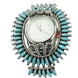 Damen Armbanduhr aus Sterling Silber Türkis Needlepoint Zuni Handarbeit UIhrenspange