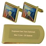 Seleccione Box Set de Regalo de tono Oro Money Clip & gemelos