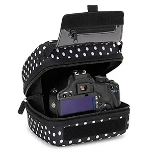 USA GEAR Quick Access DSLR Hard Shell Camera Case (Polka Dot) w/Molded EVA Protection