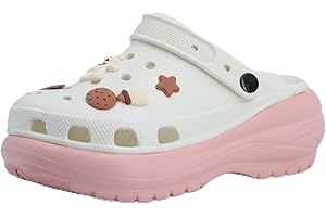 JOMIX Damskie letnie chodaki z paskiem na platformę i uroczymi ozdobami gumowe kapcie plażowe basen ogród swobodny wygląd