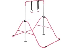 LN COZY CORNER Gymnastics Bar with Mat, Adjustable Kids Gymnastics Equipment for Home, Training Kip Bar with Non-Slip Base, 5 Height Levels 31.5-51.2", Gym Bars for Children, Easy Assembly Design