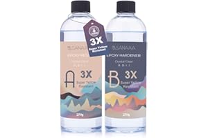 SANAAA Résine époxy Brillante 3X résistante au jaunissement 500g, résine autonivelante et durcisseur, Claire et sans Bulles, Convient pour Les Bijoux, Les revêtements en Bois et Les résines