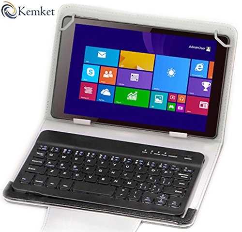 kemket Bluetooth-Tastatur Fall, 17,8 cm Tablet Portfolio Leder Case [mit abnehmbarer Bluetooth-Tastatur] Smart faltbar Cover für Samsung Galaxy Note 8.0/Tab 2 7.0/Tab 3 7.0/Tab 4 7.0/Tab 3 Lite 7/Tab 3 8.0/Tab 4 8.0/Tab Pro 8.4 /Tab S 8.4/Acer A1–810/W3–810/ipad mini/Neue iPad Mini Retina Display/Asus Memo Pad HD 7/Dell Venue 8 Pro/Nexus 7/Nexus 7 HD/17,8–20,3 cm Tablets/Unterstützt Android/iOS/Windows - 5