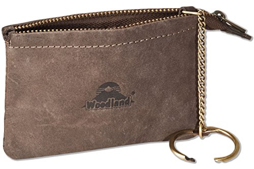 Preisvergleich Produktbild Woodland® RFID CAR PROTECTION Schlüsseltasche für den Autoschlüssel aus naturbelassenem Büffelleder in Dunkelbraun / Taupe