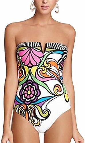 UMilk Women's Off Shoulder Bandeau Printed Swimsuit Strapless Monokini Bathing Suit