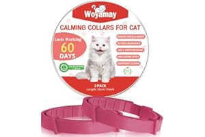 Woyamay Collare Calmante per Gatti, Collari Calmanti Feromoni Gatto Regolabile e Impermeabile, Naturale Anti-Ansia Collare Gatto Calmante per Gatti di Taglia Piccola, Media e Grande, Rosso (2 Pezzi)