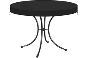 VANSHEIM Funda Impermeable Tablero Mesa Funda Mesa Jardin Impermeable Redonda Antipolvo Resistente al Viento Cubierta de Mesa de Jardín para Pequeñas Mesas de Patio Ø82X10cm