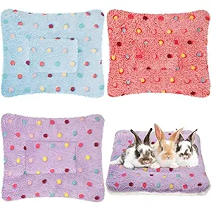 3 Pieces Rabbit Bed Mat Guinea Pig Warm Bed Hamster Bedding Winter Hamster Sleep Pad for Bunny Hamster Squirrel Hedgehog Chinchilla Small Animal Accessories (Dots)