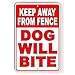 Produktbild Dozili Metallschild Keep Away from Fence Hund Will Bite 10" x 14" einfarbig