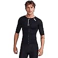 2XU Aero Tri Sleeved Top, Black/White, Medium