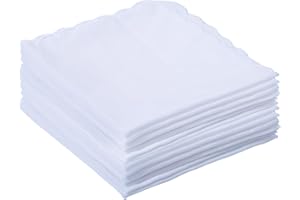 emlstyle Women Handkerchiefs Cotton Hankies Pocket Square Towel White 12 Pack