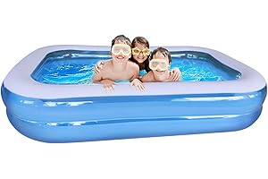 KEMRAES Paddling Pool, 2.62m Swimming Pool Inflatable Pool Toys Kids Pool Swimming Pool Toys Baby Paddling Pool above Ground Pool for Kids Backyard Indoor & Outdoor 103" X 69" X 20" Blue