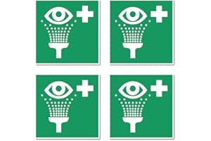 HAVATI E011 Lot de 4 stickers pour rinçage des yeux DIN EN ISO 7010/ASR A1.3 7,5 cm