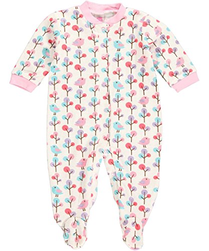 Hudson Baby Baby Girls Pink Thermal Birdies & Trees Coverall (Large)