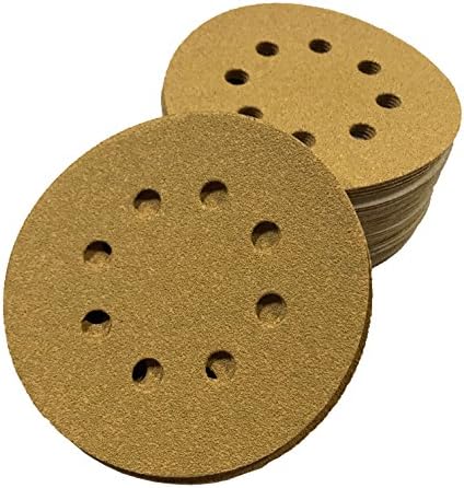 Karebac K3-585-400 Gold GoldStearated Aluminum Oxide400 Grit Dustless Hook & Loop Sanding Discs with 5" x8 Hole (50 Pack)