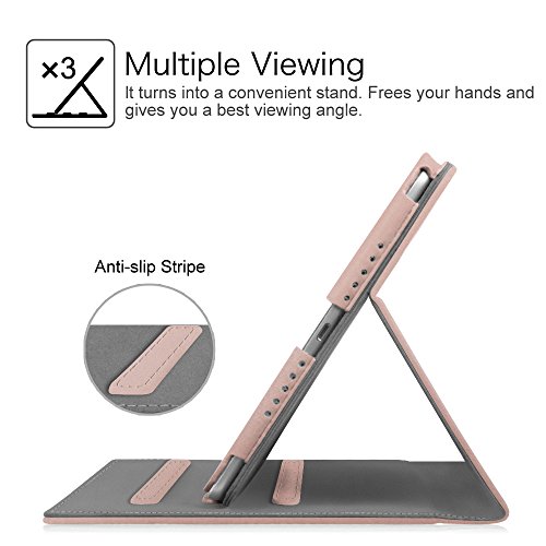 Fintie iPad 9.7 Zoll 2017 / iPad Air 2 / iPad Air Hülle – [Eckenschutz] Multi-Winkel Betrachtung Folio Stand Schutzhülle Cover Case Tasche mit Dokumentschlitze, Standfunktion, Auto Wake / Sleep für Apple iPad 2017 Neue Modell 9.7″ Retina Display Tablet, iPad Air 1/2, Roségold - 4