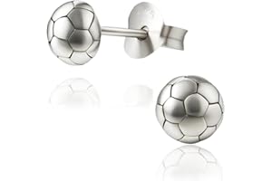DESIGNER INSPIRATIONS BOUTIQUE Football/Soccer Stud Earrings/Pair of Ear Studs for Children Kids Boys Girls Teenagers Women - 925 Sterling Silver - Ideal Small Children's Earrings - 5MM 7.5MM