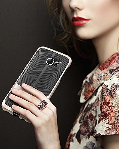 Samsung Galaxy S7 Edge Funda  Vena  vAllure  marco de parachoques  Prueba de choque  Guardia de las esquinas   Agarre fuerte h  brido de la cubierta  ultra delgada para Samsung Galaxy S7 Edge  Oro   Negro 