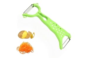 QUAZARPYON Veggie Glide - Éplucheur Double Fonction en Acier Inoxydable, 2 en 1 pour Éplucher et Râper, Éplucheur à Fruits et Légumes avec Poignée Ergonomique(vert)