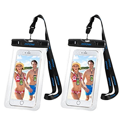 [2-Pack] Mpow Étanche Certifiée IPX8, Pochette téléphone étanche/Housse Étanche Universal Safe Water Pouch avec Transparent Touch Sensible et Séchage Rapide pour iPhone 7 iPhone 6 / 6S / 6S Plus, SE / 5S, Wiko, Samsung Galaxy S7, S6 Note 5 4, etc.
