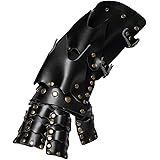 Mumuve Guanti, Steampunk Guanti in Pelle Ornamento di Halloween Vintage Guanti Senza Dita Braccio Guanto Lungo Carnevale Cosp