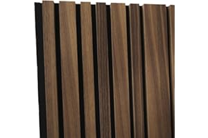 MasquePack - Panel Acústico Decorativo 240x60 cm -Madera Nogal Natural con lamas Irregulares y Fieltro Negro, Diseño Moderno (Madera Nogal Natural Irregular/Fieltro Negro, Set x1-240x60)