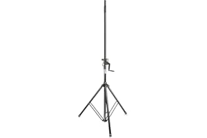 Gravity SP 4722 B - Lautsprecher-Kurbelstativ, Höhe von 1,5 m bis 2,4 m variabel, 40 kg Traglast, schwarz