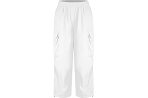 Agoky Pantalones Cargo De Cintura Elástica para Niñas Pantalones Largos con Bolsillos Pantalones De Chándal Deportivo Disfraz De Hip-Hop Jazz