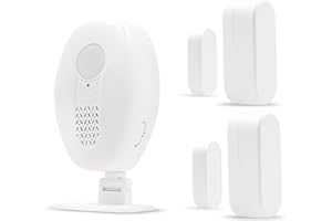 Waytronic Door Sensor Chime,One Click Mute,Multiple Modes，Door Open Chime for Business/Store/Home/Office When Entering,80dB,with 500 FT Range,2Door Sensor+1Receiver,White.