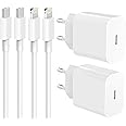 4-Pack 20W USB C Ladegerät and 2M Ladekabel Kabel für iPhone 14/14 Plus/14 Pro/14 Pro Max/13 12 11 SE, USBC Netzteil Stecker