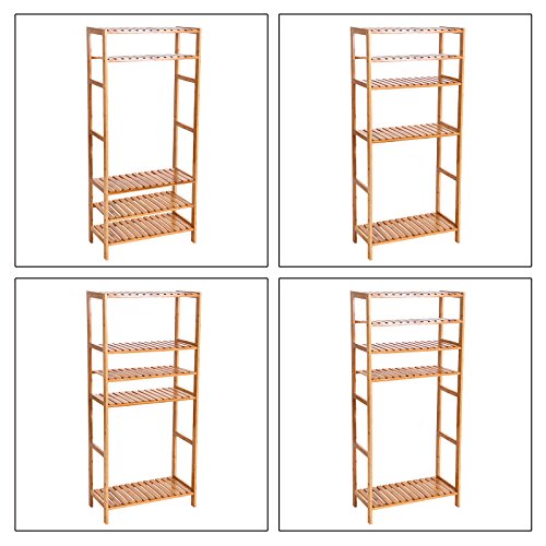 Songmics 5 Ablagen Badregal Küchenregal Standregal Schuhregal Blumenständer Bücherregal Bambusregal 130 x 60 x 26 cm BCB35Y - 6