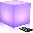 Mr.Go Lampe Cube LED 10cm Lumineuse Avec Télécommande - 16 Couleurs Rechargeable Imperméable Intérieur Extérieur