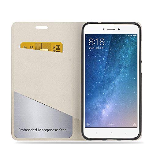 Funda Xiaomi Mi Max 2  Riffue Carcasa PU Delgada de Estilo Vaquero Protectora de Folio Flip Case para Xiaomi Mi Max 2 - Negro